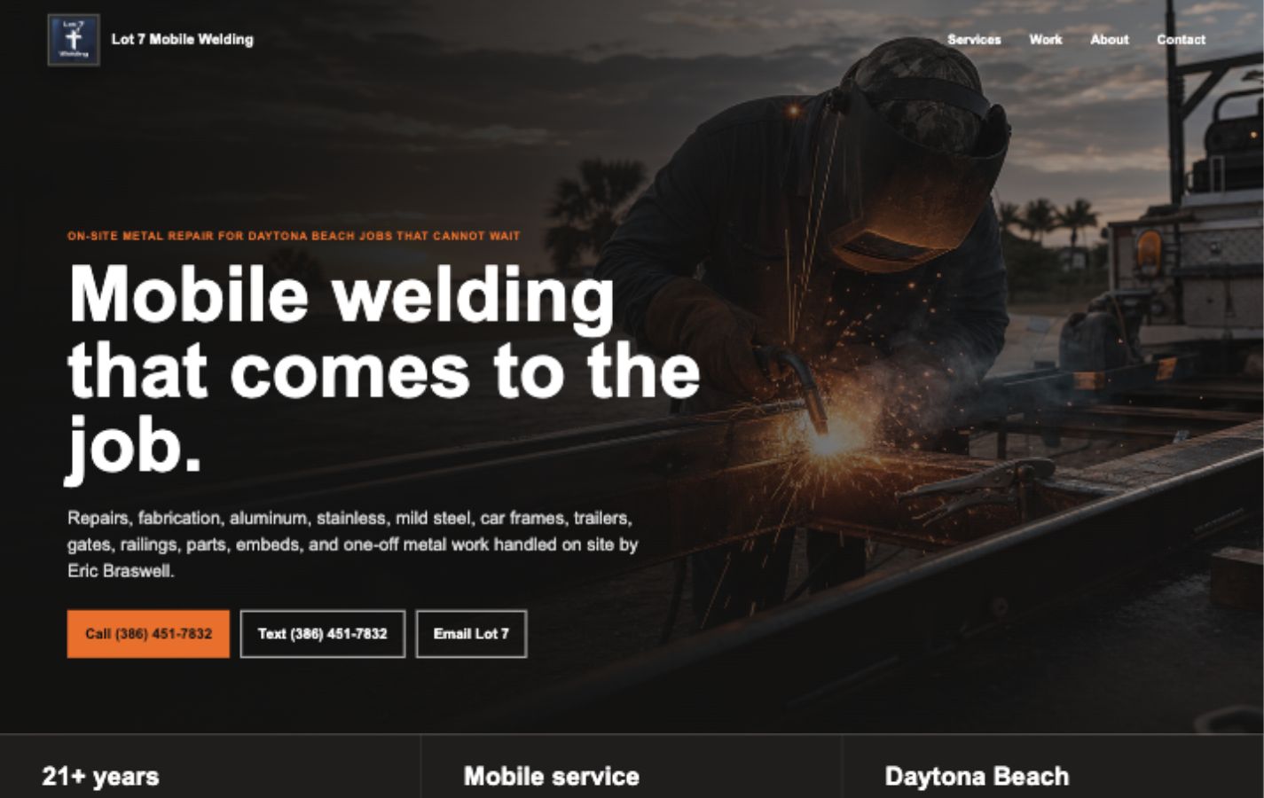 Lot 7 Welding website preview
